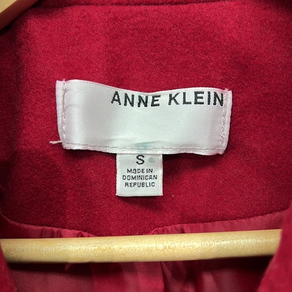 Anne Klein Single Breasted Red Wool Coat with Scarf - size Small - Picture 8 of 16